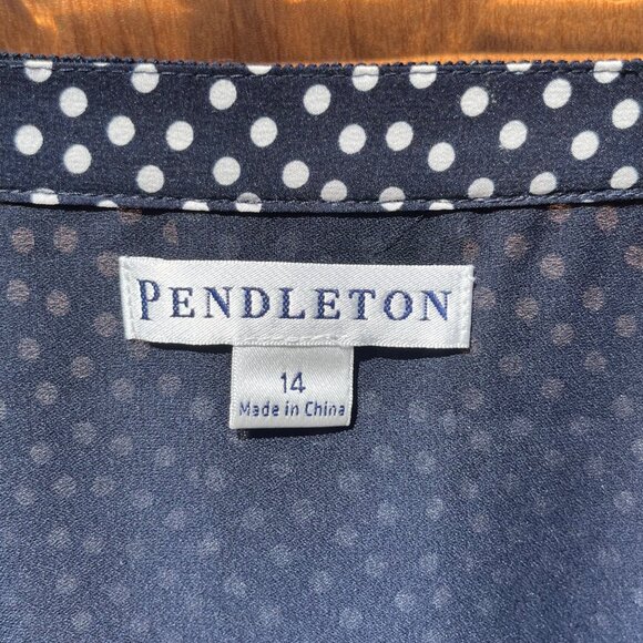 Pendleton Womens Navy Blue White Polka Dot Silk Skirt Lined Pleated t Sz 14 - Picture 3 of 8